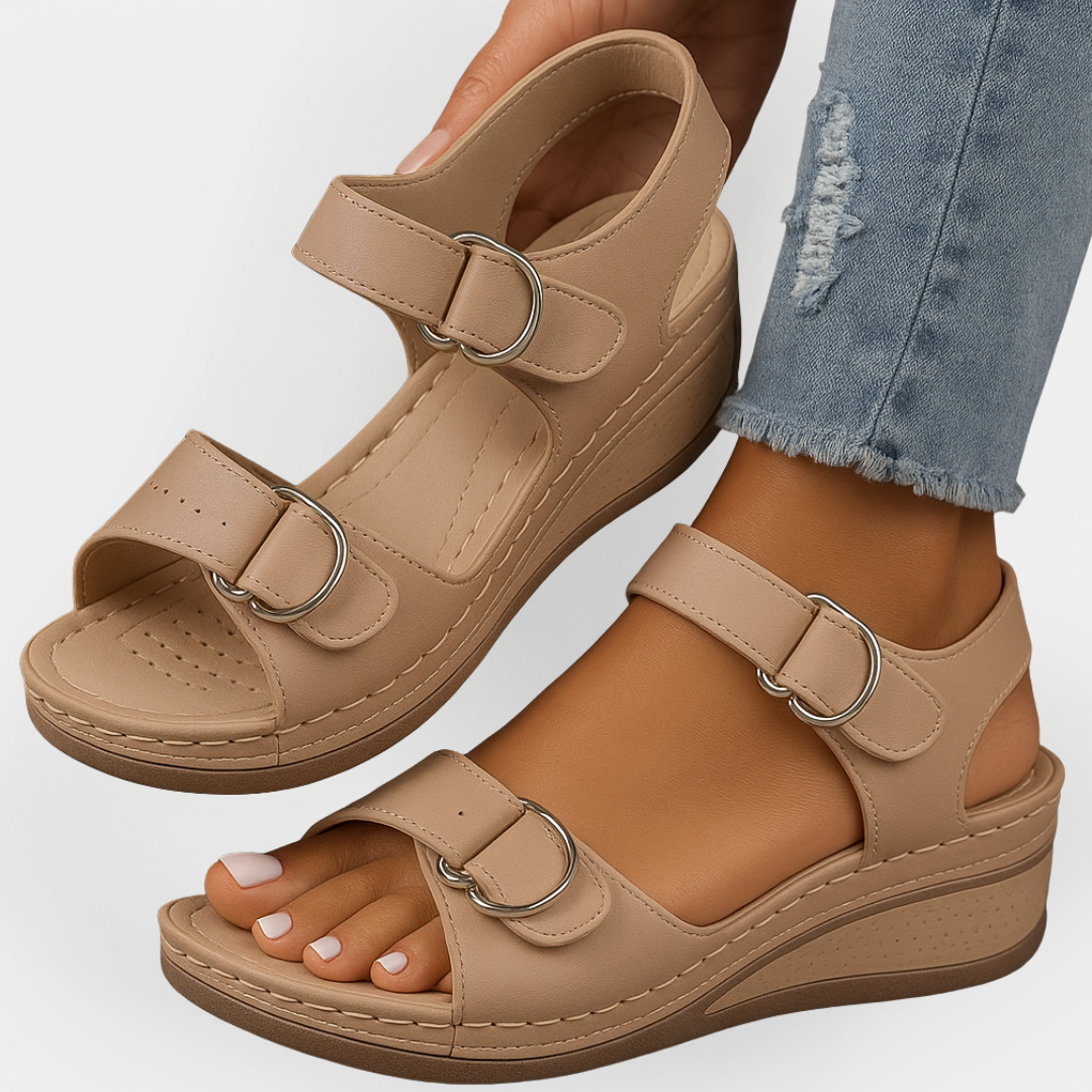 Sandalias ortopédicas de cuero con tacón
