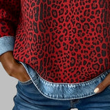 Marta™ | Sudadera denim con estampado leopardo