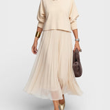Claudia™ | Vestido de punto elegante con tul