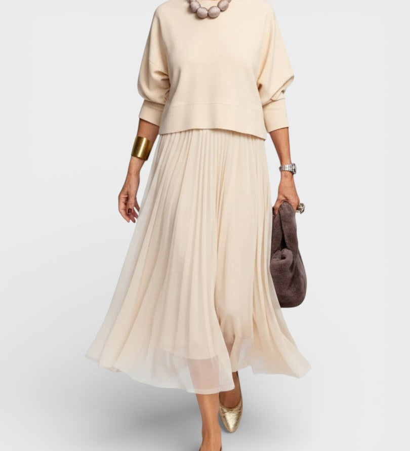 Claudia™ | Vestido de punto elegante con tul