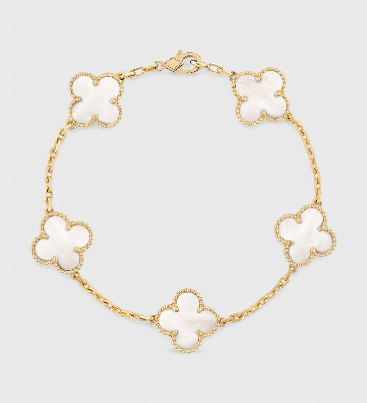 Pulsera con Motivo de Trébol y Elegancia Baño de Oro