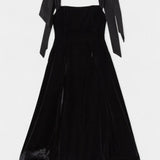 Vestido Midi de Terciopelo Sin Tirantes Ajla con Lazo