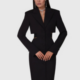Vestido Blazer Midi Bernice con Corte y Espalda Abierta