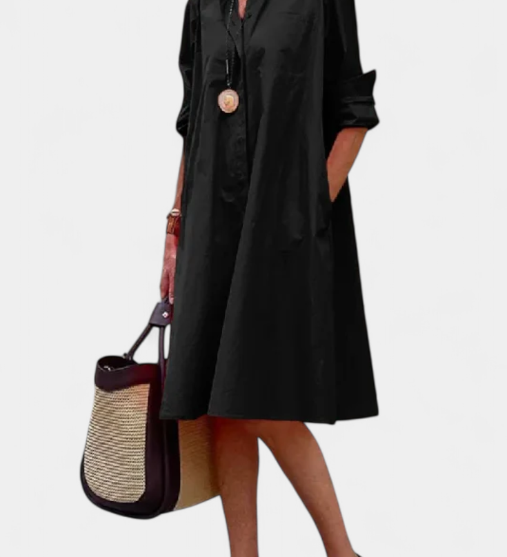 Vestido de Algodón Larissa con Cuello Solapa