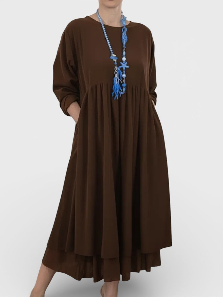 Isabel™ | Vestido midi fluido con doble bajo