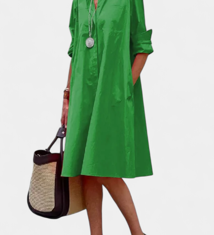 Vestido de Algodón Larissa con Cuello Solapa