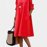 Vestido de Algodón Larissa con Cuello Solapa
