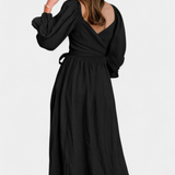 Vestido Petra de Dos Niveles con Cuerpo Fruncido y Mangas Abullonadas