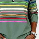 Raquel™ | Sudadera de rayas con media cremallera