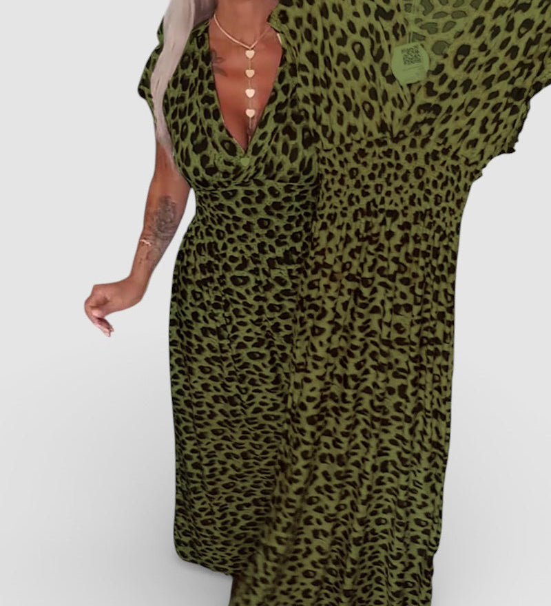 Elena™ | Vestido leopardo de escote en V