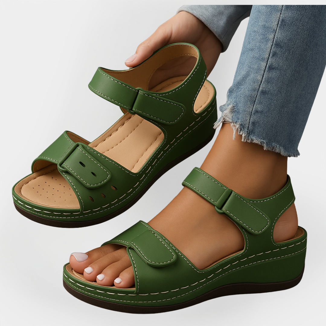 Sandalias ortopédicas de cuero con tacón