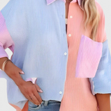 Blusa Juniper de Botones con Color Block