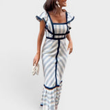 Irene™ | Vestido maxi retro a rayas elegante