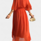 Vestido Largo Luisa con Escote en V y Corte Fluido