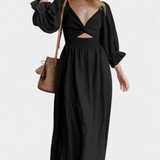 Vestido Petra de Dos Niveles con Cuerpo Fruncido y Mangas Abullonadas