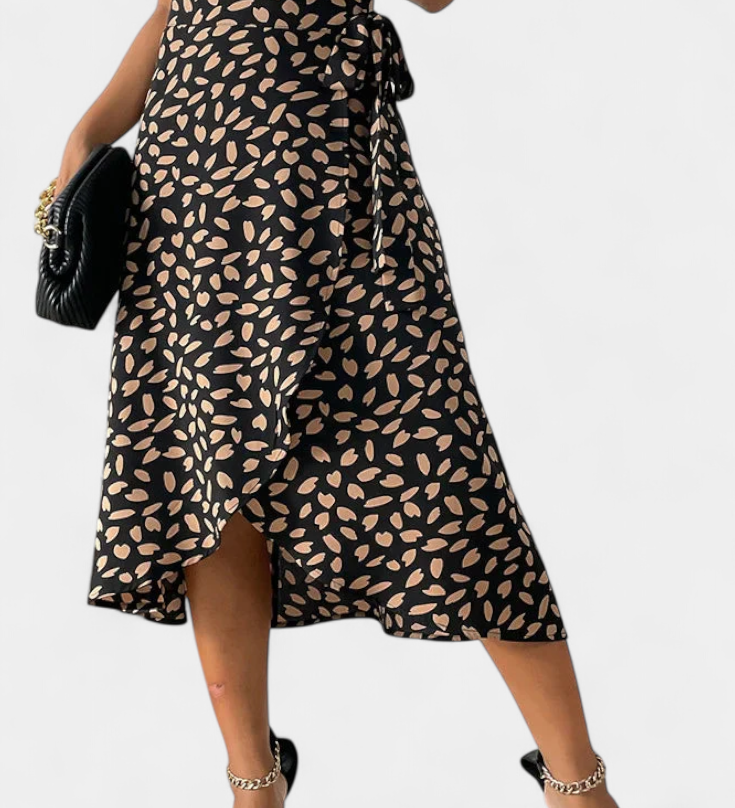 Camila Falda Envolvente Boho con Estampado Asimétrico