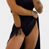 Vestido Teuta Sin Tirantes con Lazo Lateral y Alta Abertura