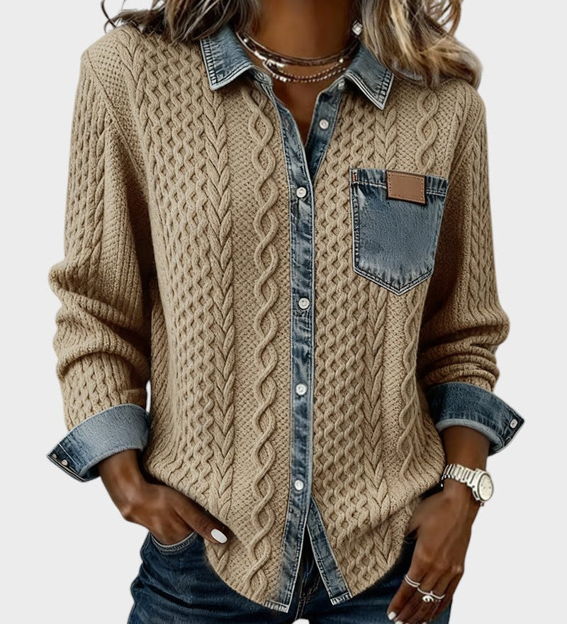 Adela™ | Camisa elegante con detalles denim