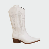 Isabella | Botas Vaqueras En Piel Negra Con Detalles Pluma