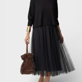 Claudia™ | Vestido de punto elegante con tul