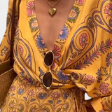 Vestido Candela Boho con Estampado Floral y Escote Cruzado en V