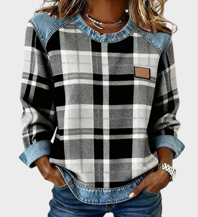 Marta™ | Sudadera con parches a cuadros