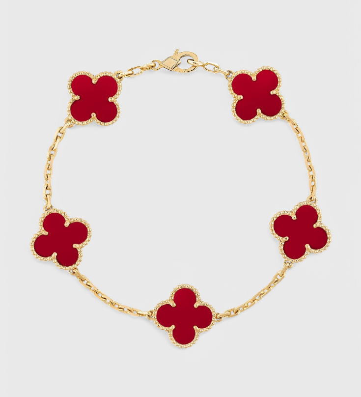 Pulsera con Motivo de Trébol y Elegancia Baño de Oro