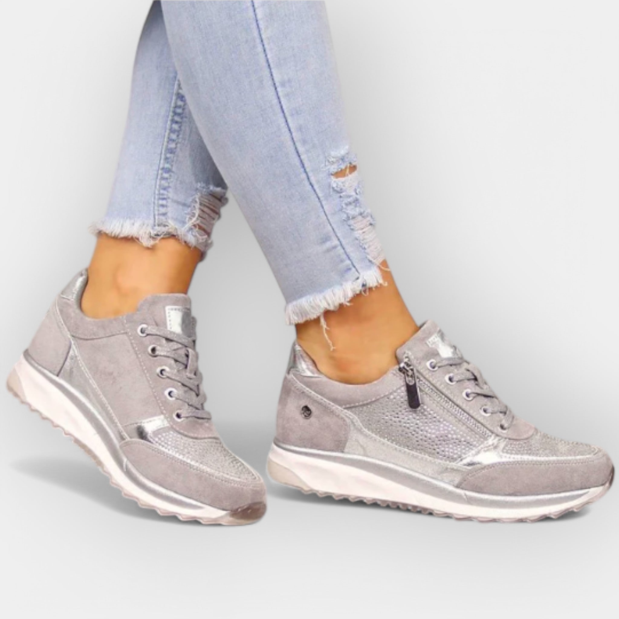 Zapatillas anatómicas con cierre de cremallera