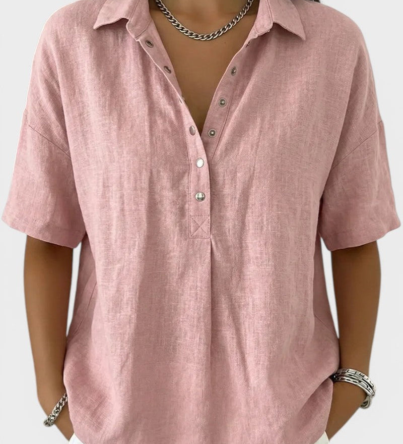 Noelia™ | Blusa con cuello y botones elegantes