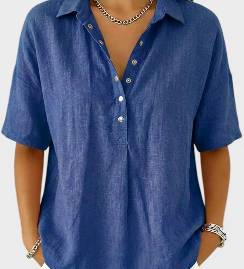 Noelia™ | Blusa con cuello y botones elegantes