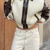 Chaqueta de Punto con Bloques de Color