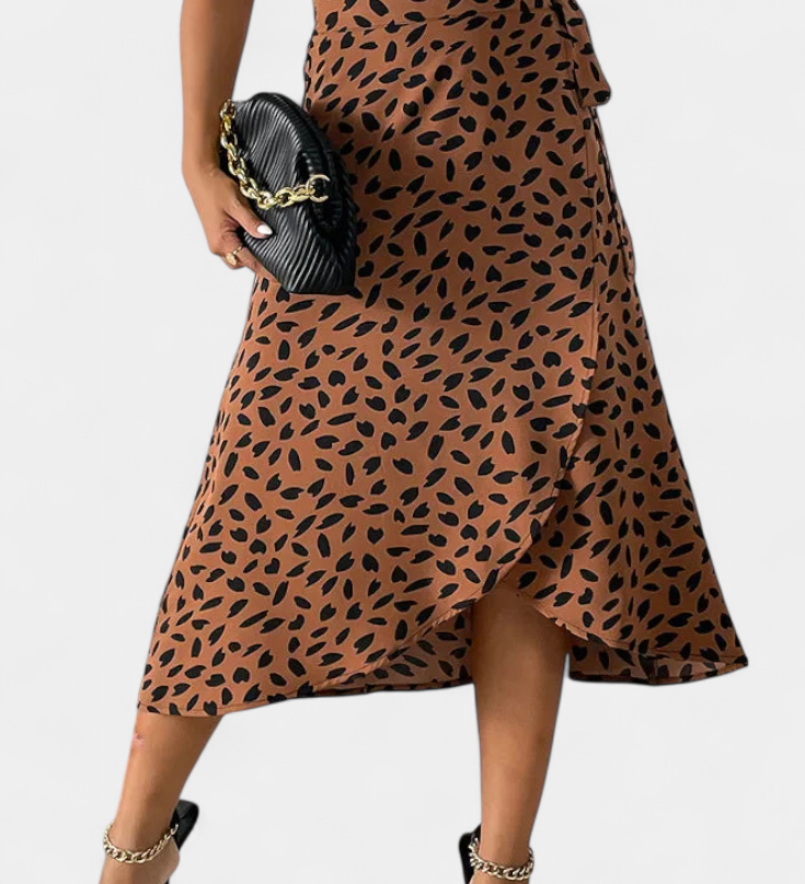 Camila Falda Envolvente Boho con Estampado Asimétrico