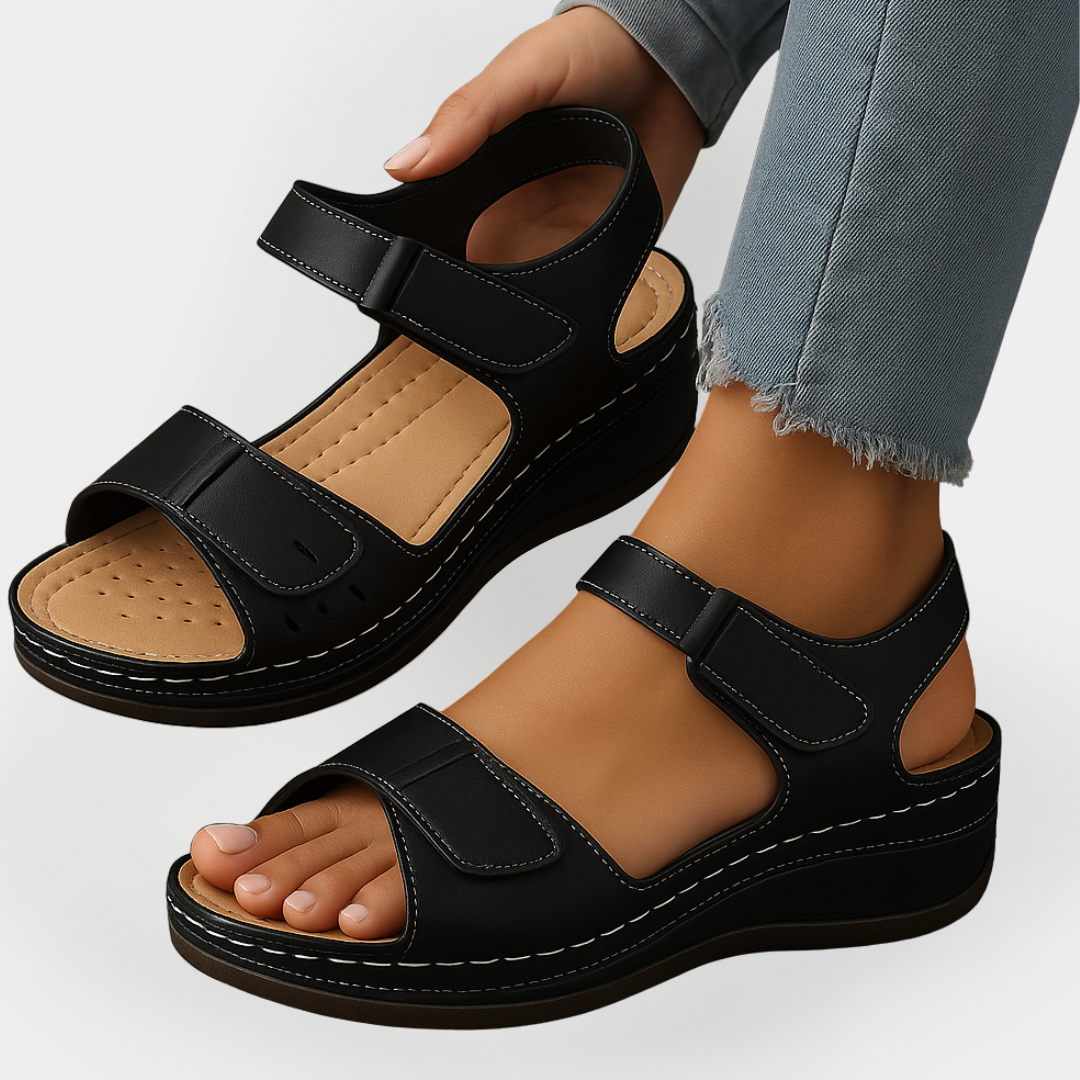 Sandalias ortopédicas de cuero con tacón