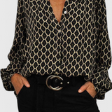 Blusa Jemima con Botones y Estampado Geométrico
