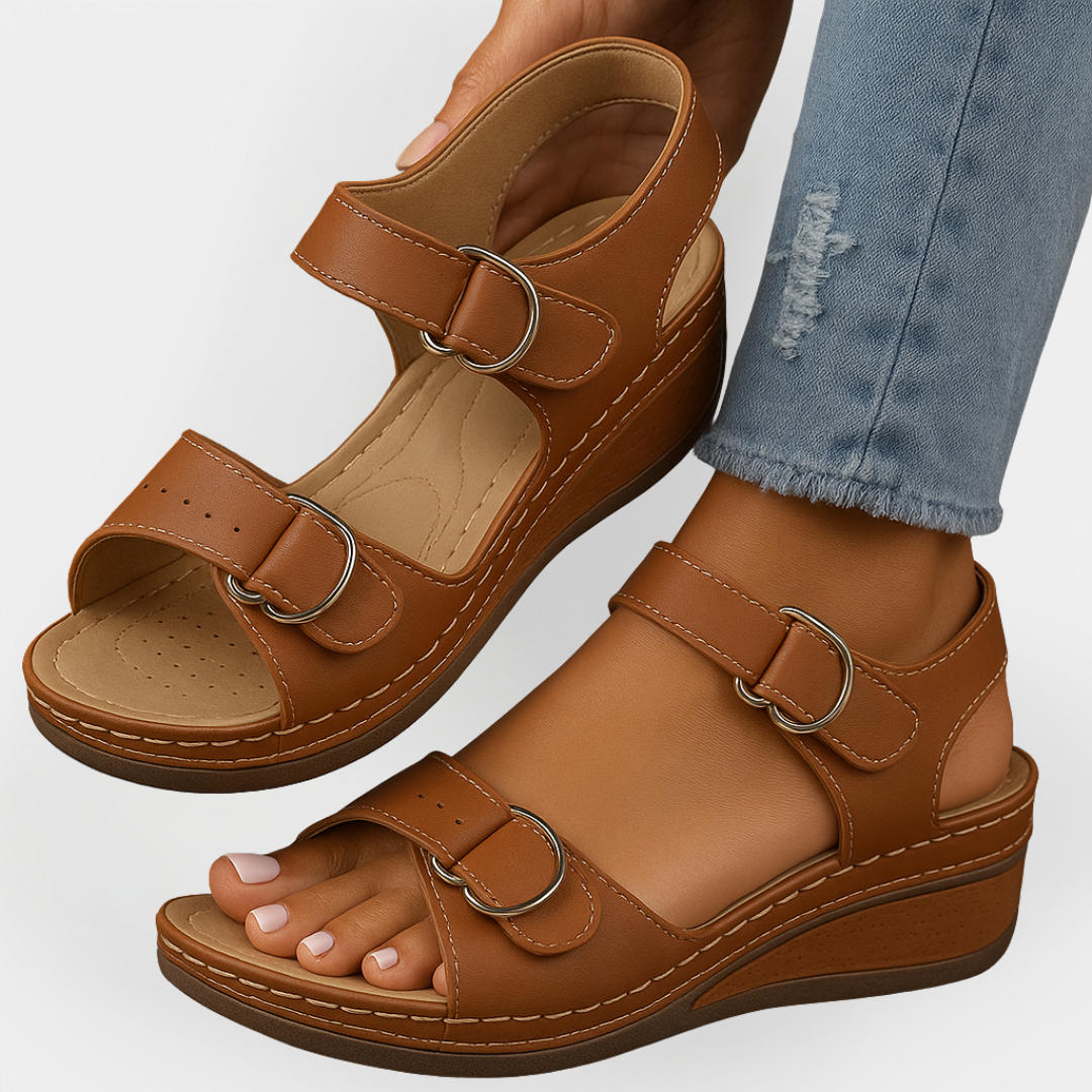 Sandalias ortopédicas de cuero con tacón