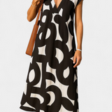 Vestido Casual Asela con Escote en V y Estampado Mixto