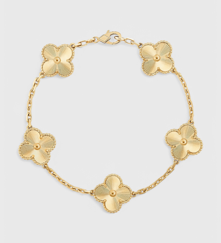 Pulsera con Motivo de Trébol y Elegancia Baño de Oro