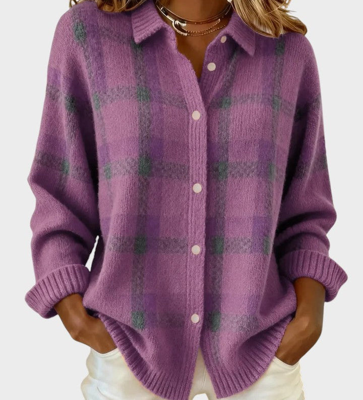 Alba™ | Suéter Retro a Cuadros con Contraste Casual