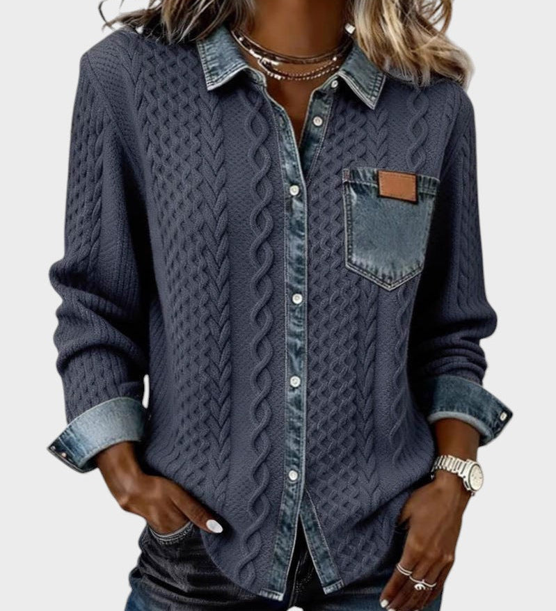 Adela™ | Camisa elegante con detalles denim