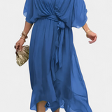 Vestido Largo Luisa con Escote en V y Corte Fluido