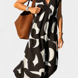 Vestido Casual Asela con Escote en V y Estampado Mixto