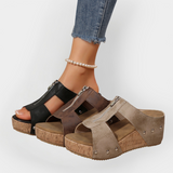 Sandalias cómodas con tacón y cierre