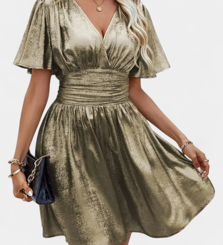 Vestido Adalee para Damas con Escote en V y Cintura Cruzada