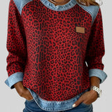 Marta™ | Sudadera denim con estampado leopardo