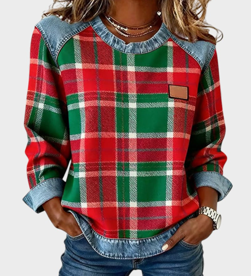 Marta™ | Sudadera con parches a cuadros