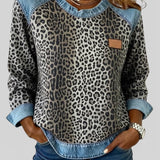 Marta™ | Sudadera denim con estampado leopardo