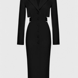 Vestido Blazer Midi Bernice con Corte y Espalda Abierta