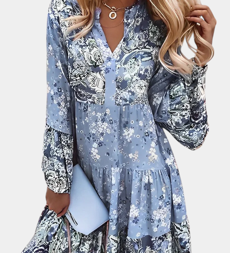 Vestido Boho Floral Mini A-Line Vera