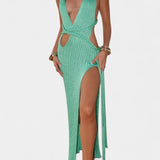 Vestido Maxi con Detalle de Cintura de Punto Cable Jamie