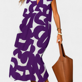 Vestido Casual Asela con Escote en V y Estampado Mixto